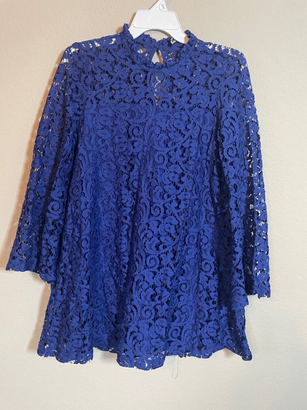 Zara Womens Navy Blue Sheer Lace Lined Mini Dress Size S